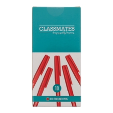 Classmates Fineliner Pen - Red - Pack of 10